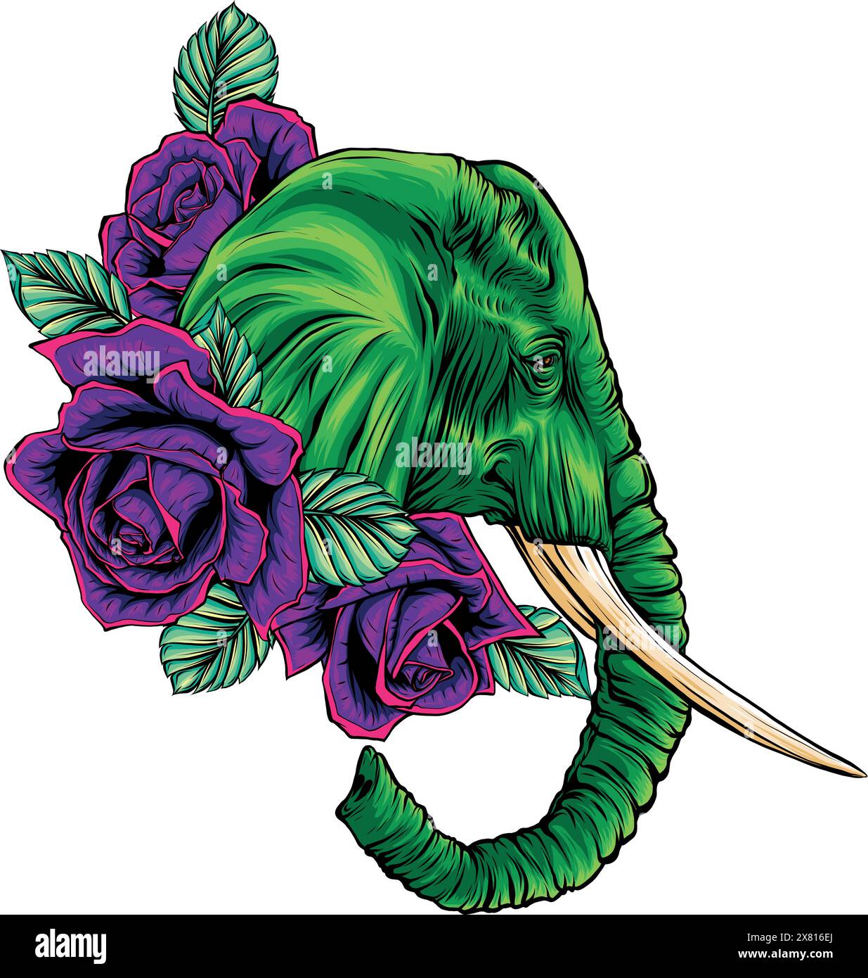 vector illustration of Elephant head digital draw Stock Vector Image ...