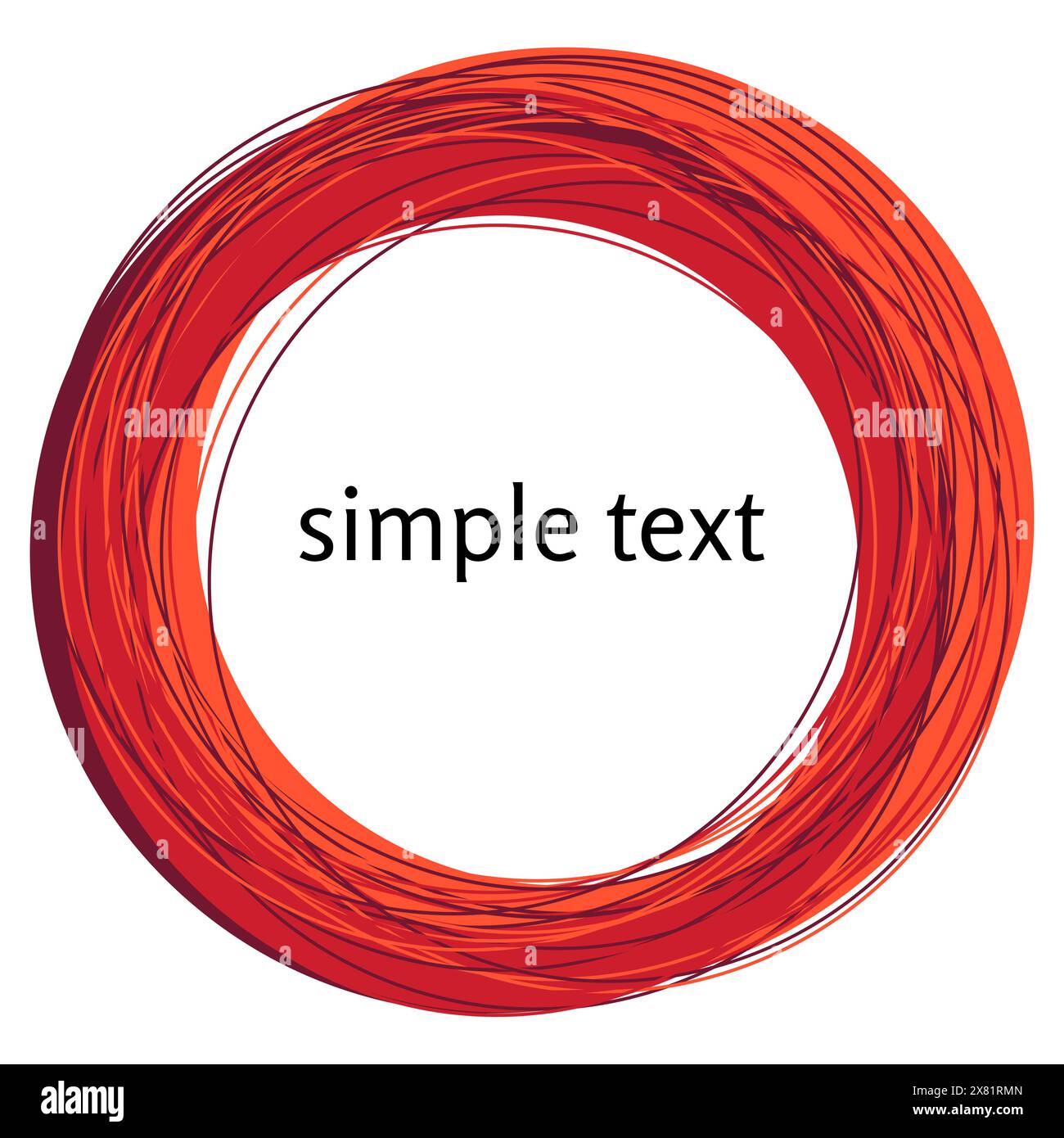 Vector abstract red swirl shape isolated on white background. Rainbow abstract circle frame Stock Vector