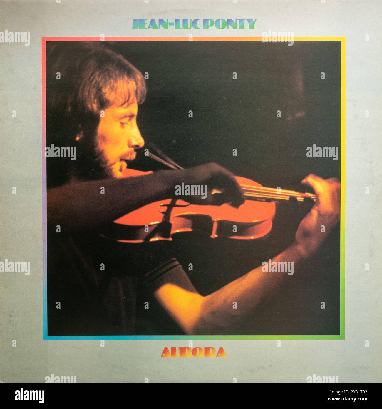 Jean-Luc Ponty Aurora album cover, vinyl LP record by the French jazz and jazz fusion violinist and composer Stock Photo