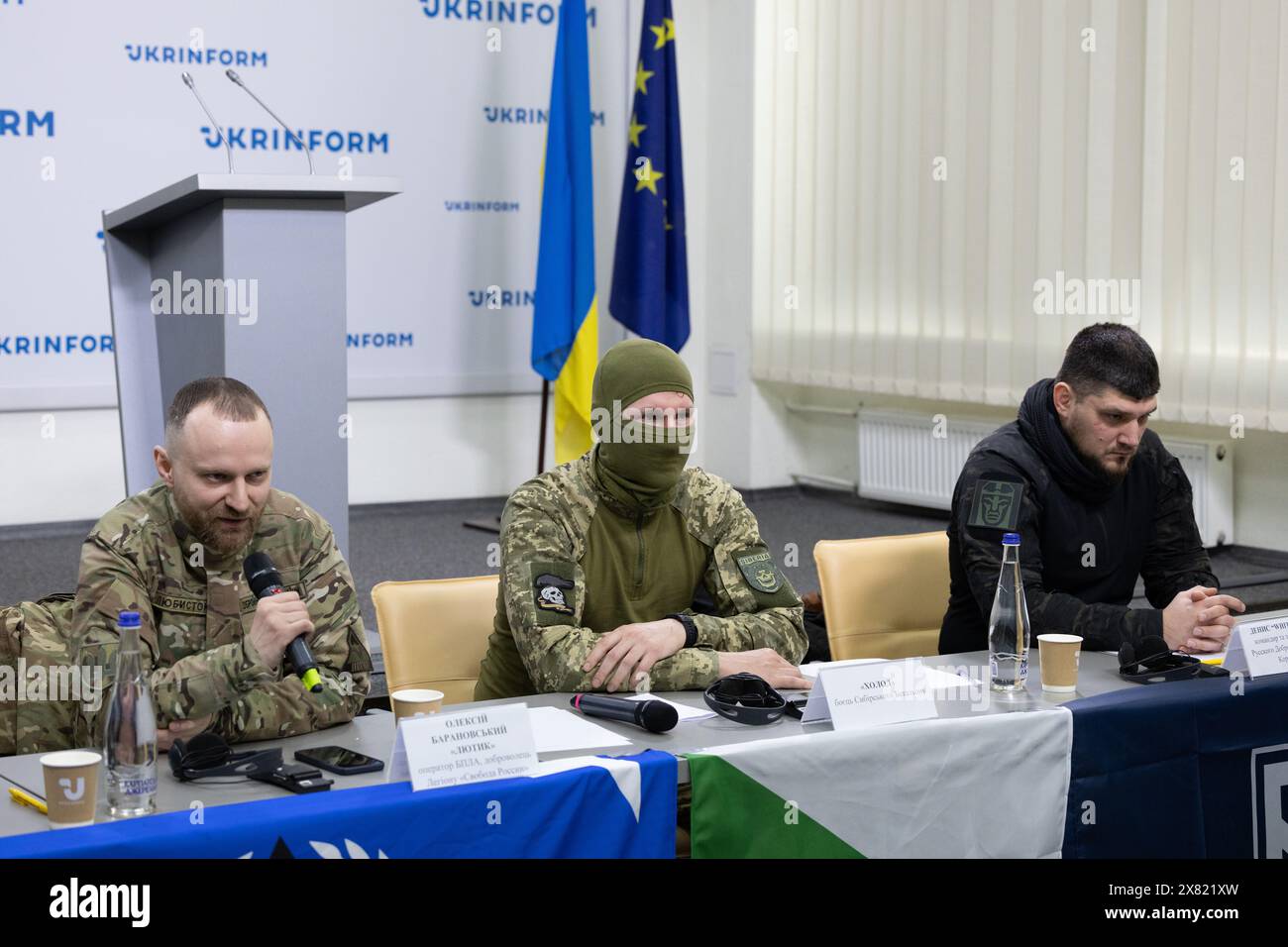 Volunteer from the 'Freedom of Russia Legion' Oleksiy Baranovsky with ...