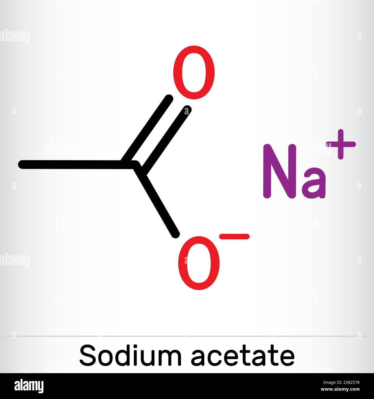 Sodium acetate molecule. It is food additive E262. Skeletal chemical ...