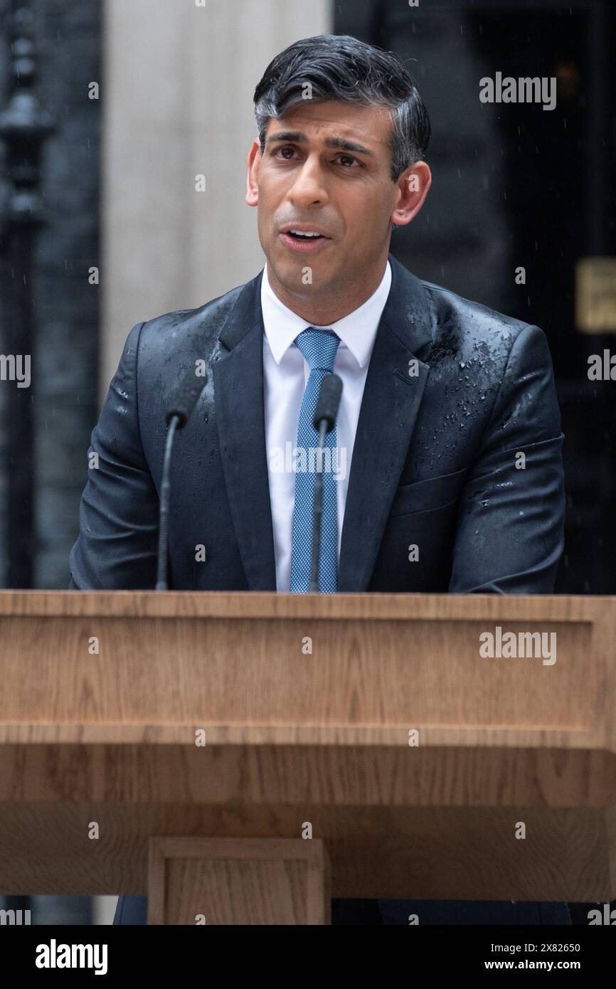 London, UK. 22 May 2025. British Prime Minister Rishi Sunak makes a