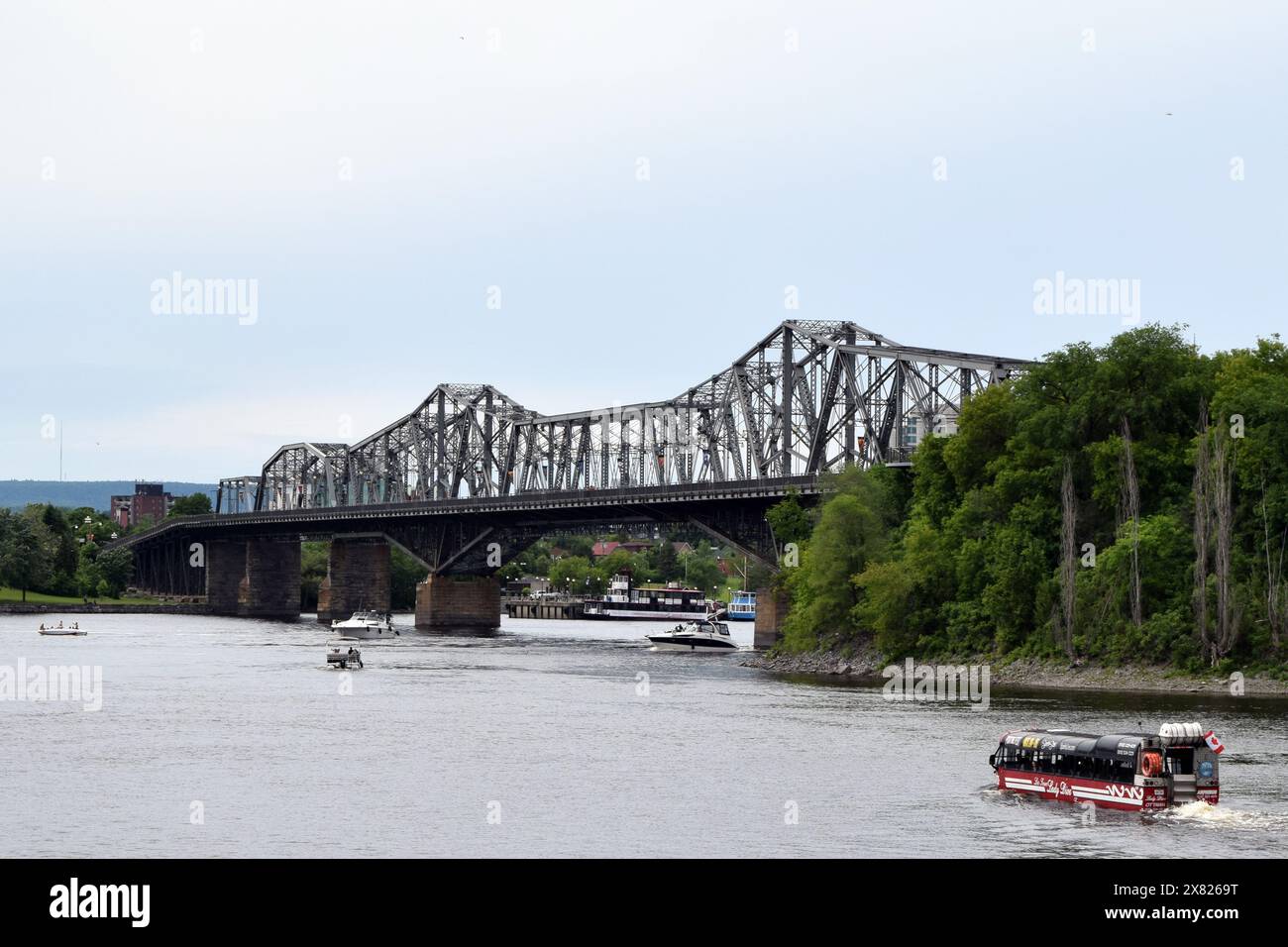 The Royal Alexandra Interprovincial Bridge over Ottawa River, Ottawa, Ontario, Canada Stock Photo