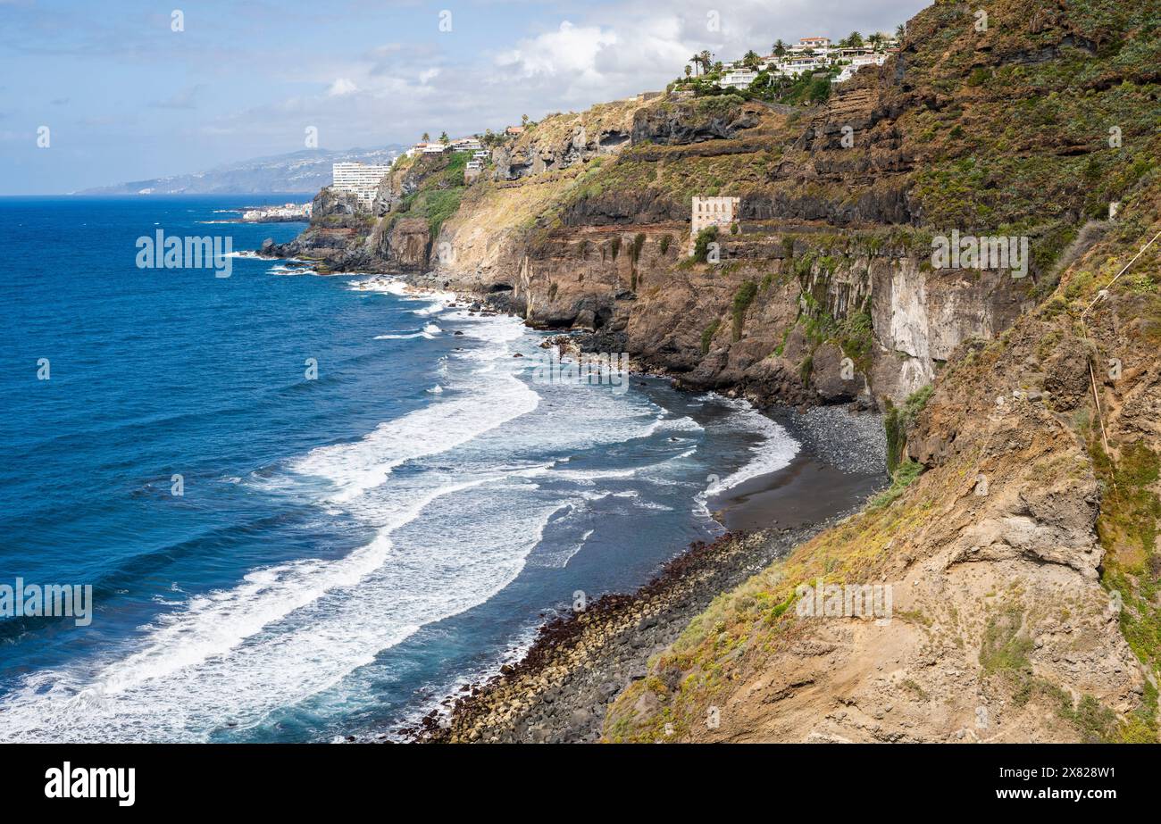 The rocky coastline at Rambla de Castro walking path near Puerto de la Cruz on the north coast of Tenerife, Canary Islands Stock Photo