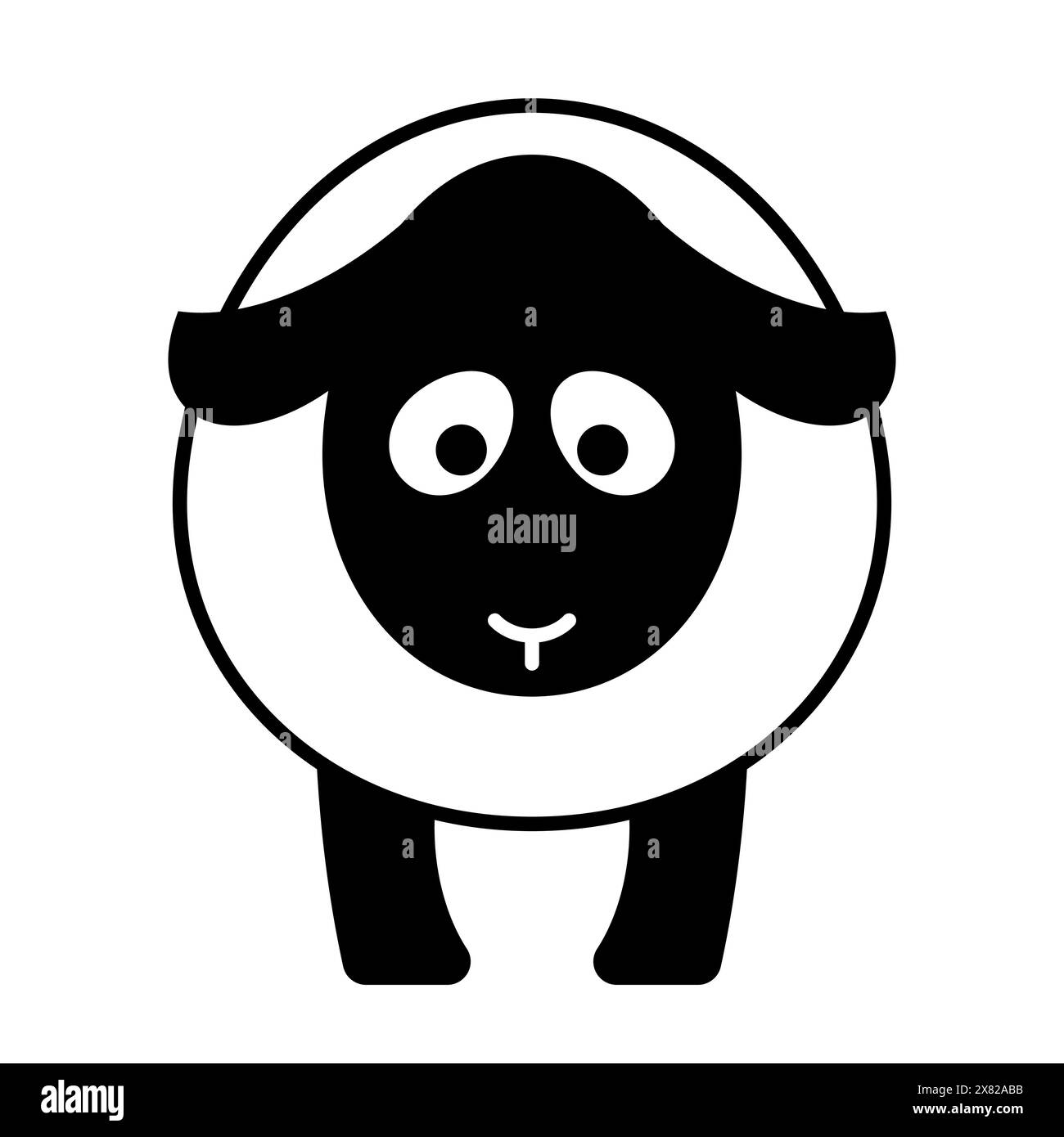 sheep, black and white vector cartoon illustration Stock Vector