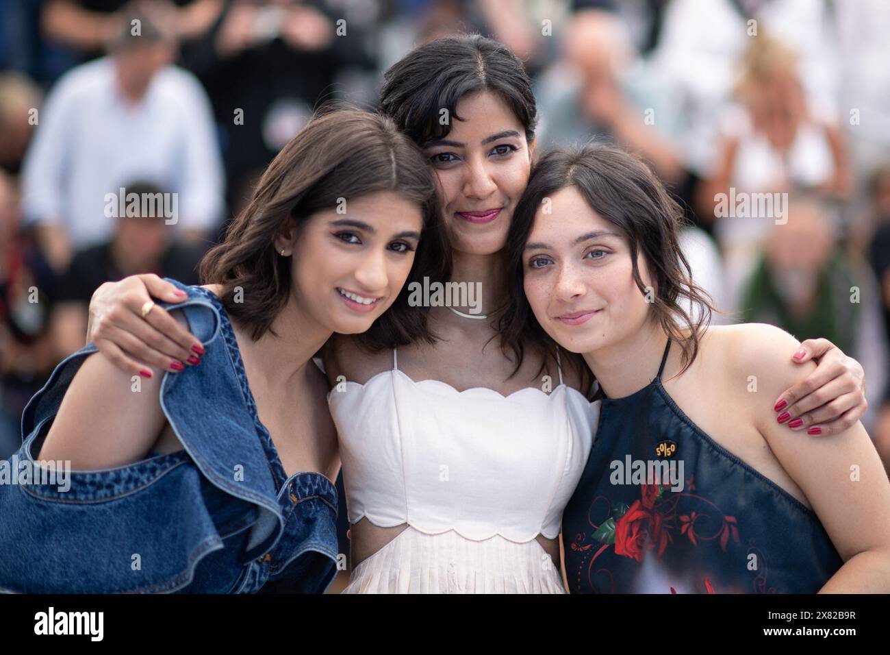 Cannes, France. 22nd May, 2024. Cannes, France. 22nd May, 2024. Pascale Kann, Rakhee Thakrar and Mia Tharia attending the September Says Photocall as part of the 77th Cannes International Film Festival in Cannes, France on May 22, 2024. Photo by Aurore Marechal/ABACAPRESS.COM Credit: Abaca Press/Alamy Live News Stock Photo