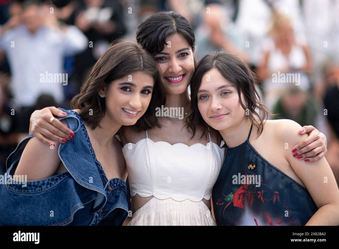 Cannes, France. 22nd May, 2024. Cannes, France. 22nd May, 2024. Pascale Kann, Rakhee Thakrar and Mia Tharia attending the September Says Photocall as part of the 77th Cannes International Film Festival in Cannes, France on May 22, 2024. Photo by Aurore Marechal/ABACAPRESS.COM Credit: Abaca Press/Alamy Live News Stock Photo