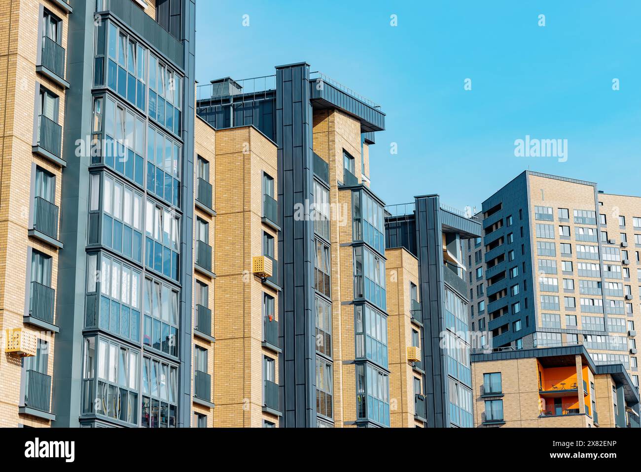 View of Modern residential architecture, blue sky background, new luxury ...