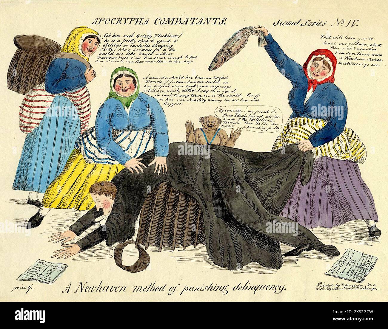 Apocrypha Combatants - A Newhaven method of punishing delinquency - 1828 Stock Photo