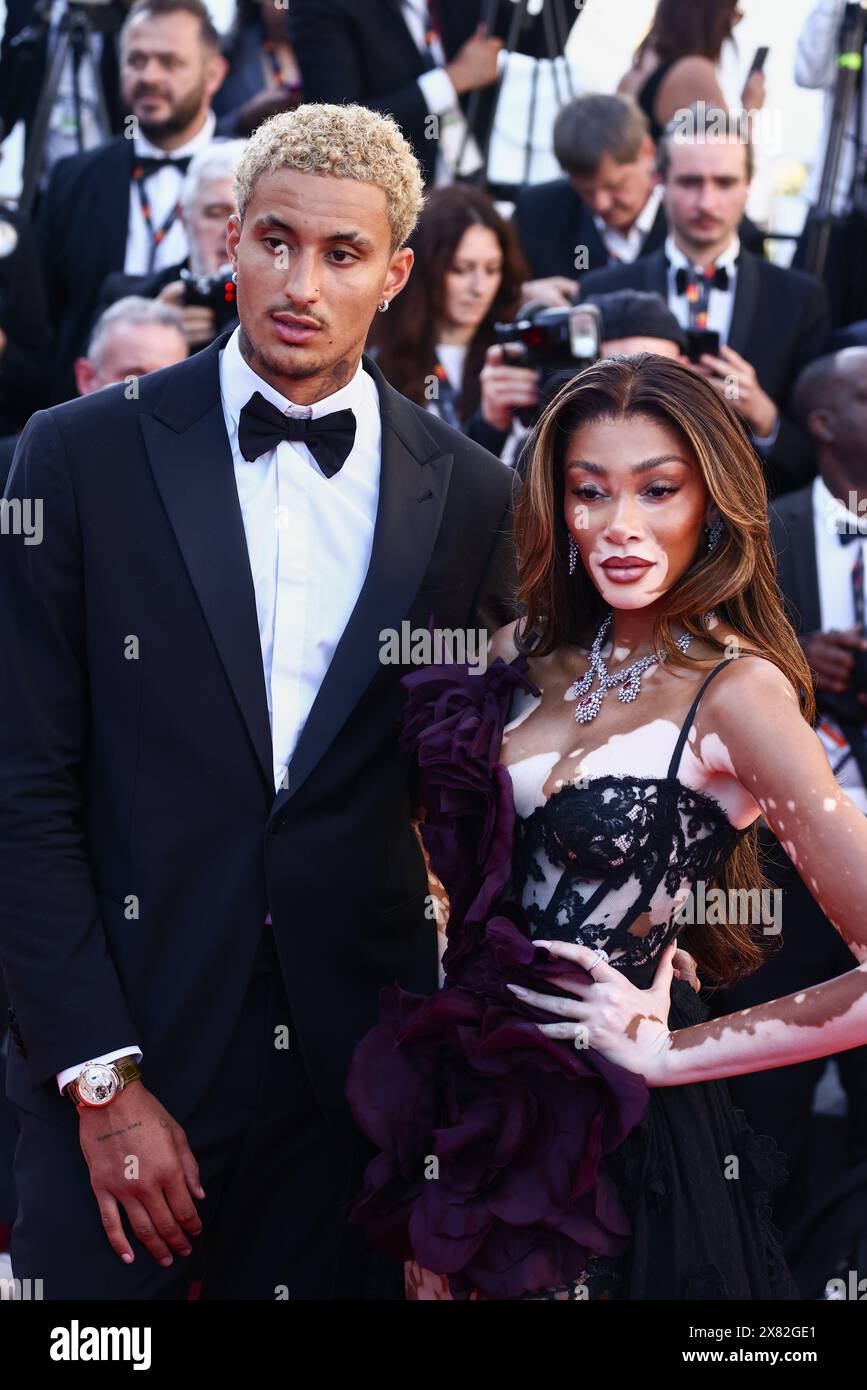 Cannes, France. 22nd May, 2024. Winnie Harlow and Kyle Kuzma attend the ' Le Comte De Monte-Cristo ' Red Carpet at the 77th annual Cannes Film Festival at Palais des Festivals on May 22, 2024 in Cannes, France. (Credit Image: © Beata Zawrzel/ZUMA Press Wire) EDITORIAL USAGE ONLY! Not for Commercial USAGE! Stock Photo