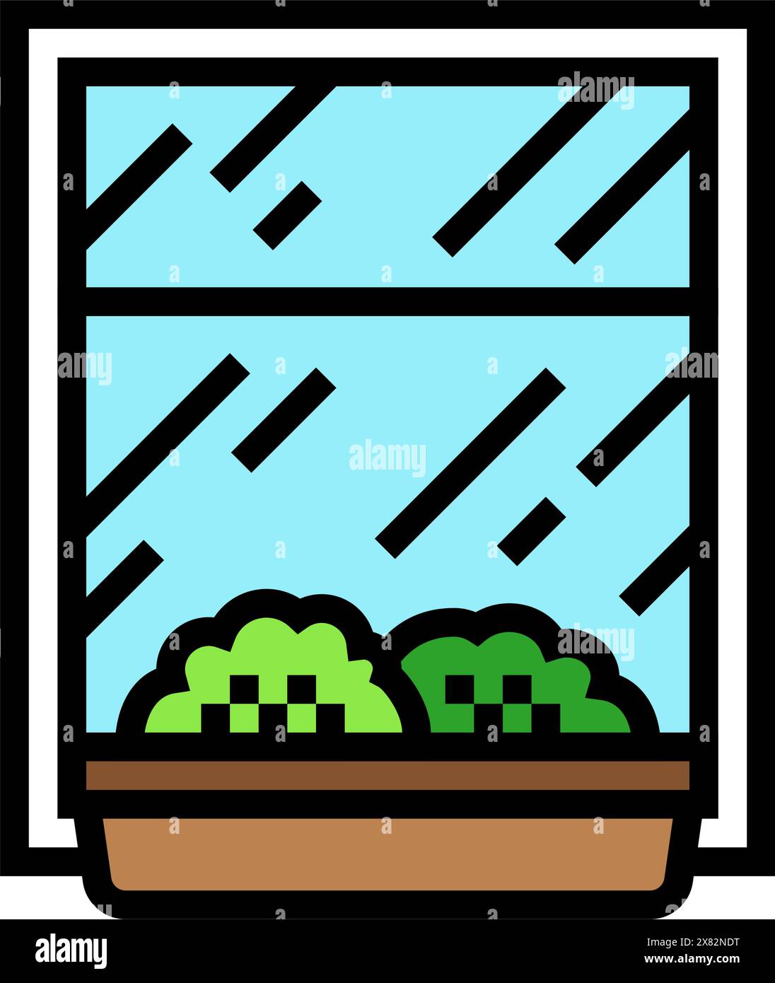 window boxes urban gardening color icon vector illustration Stock