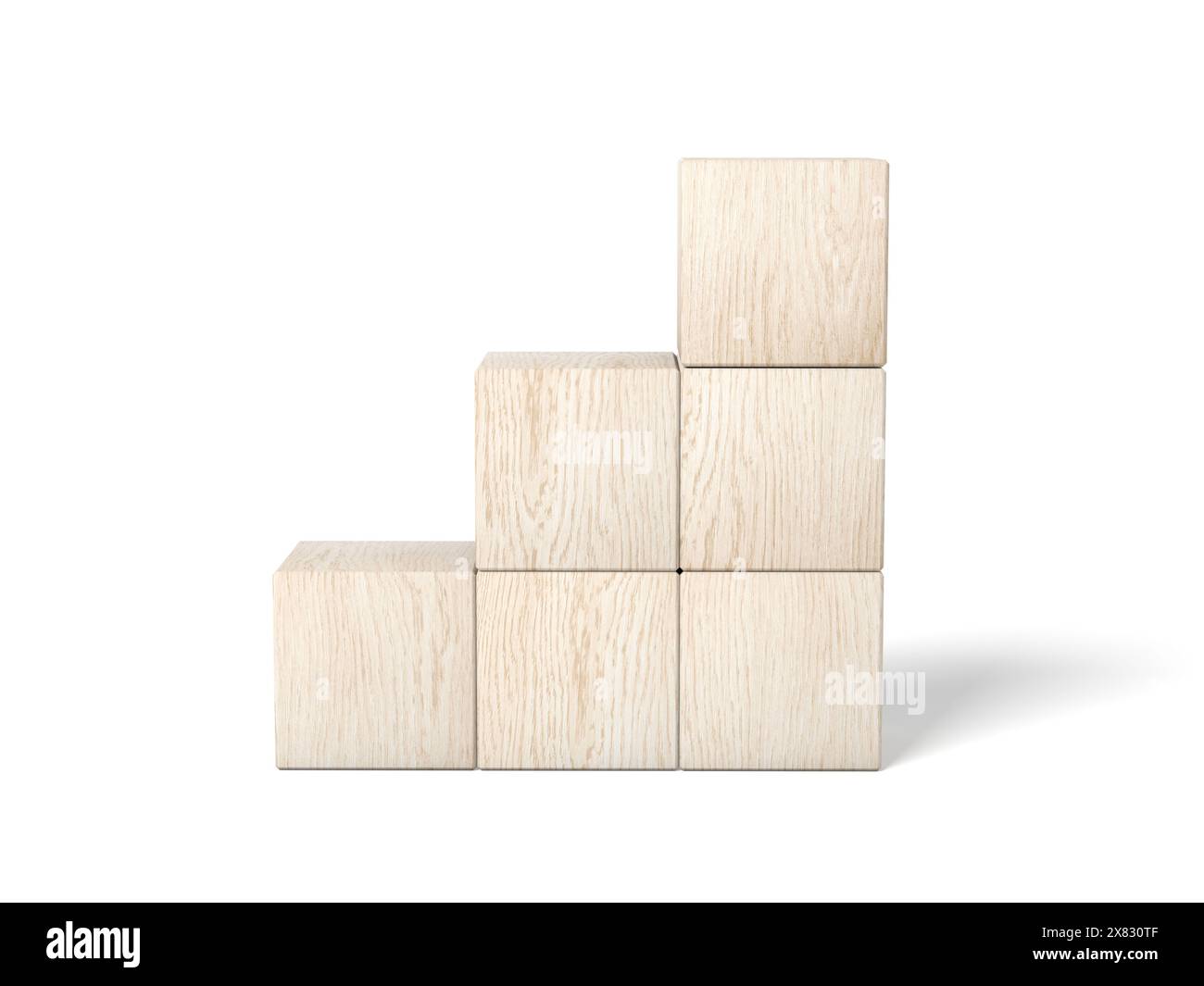 Six wooden blocks isolated on white background. Blank. Empty. Chart. 3d ...