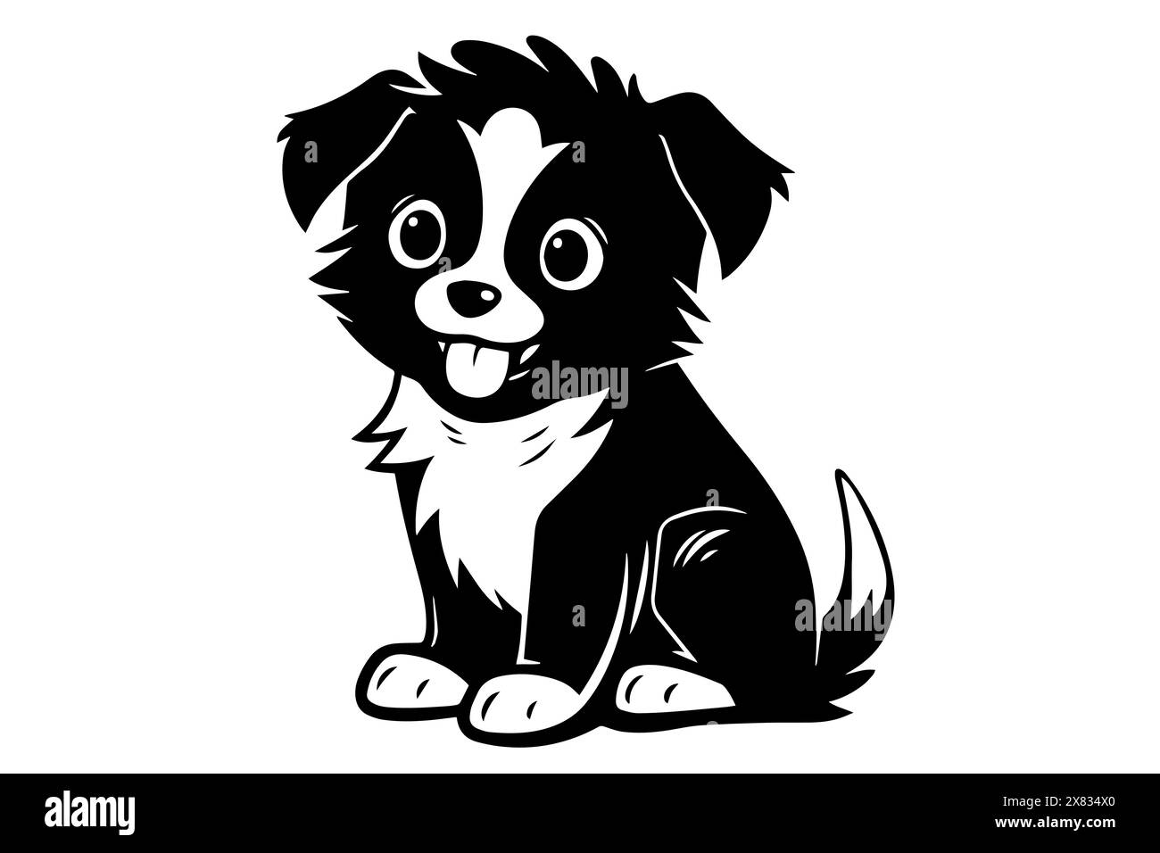 Black and white cute puppy art. Design dog isolated vector sketch Stock ...