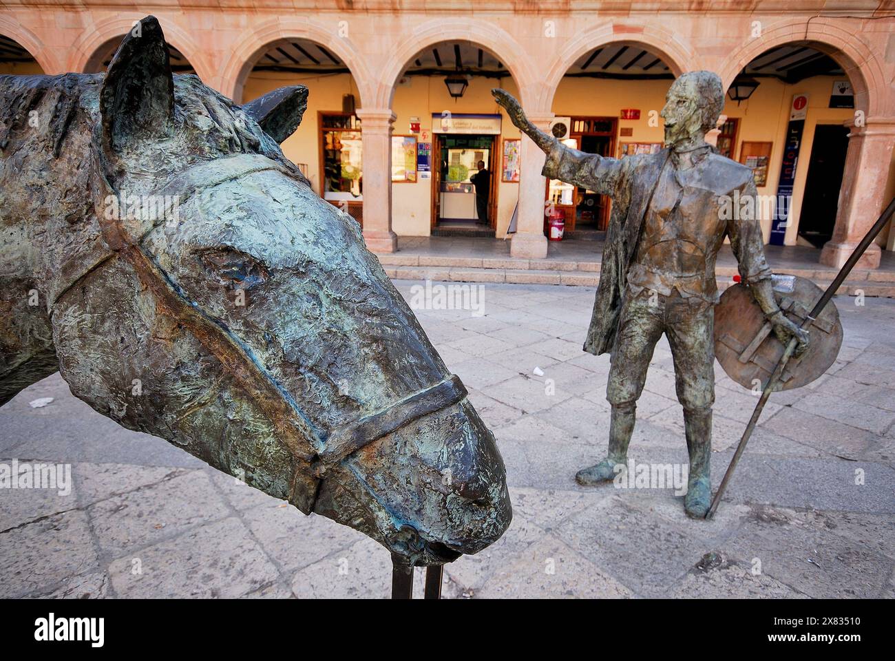 Sculpture od Don Quixote in Villanueva de los Infantes, Ciudad Real, Spain Stock Photo