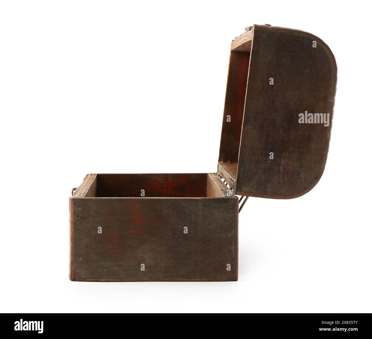 Empty old wooden chest isolated on white background Stock Photo - Alamy