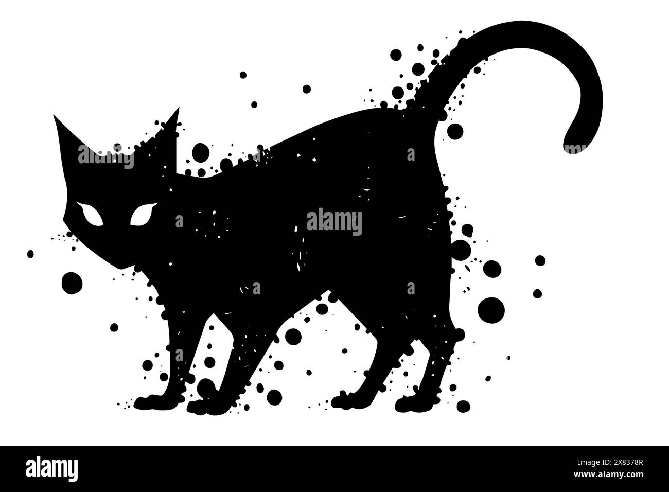Urban Graffiti Cat Vector: Black Silhouette Illustration in Various ...