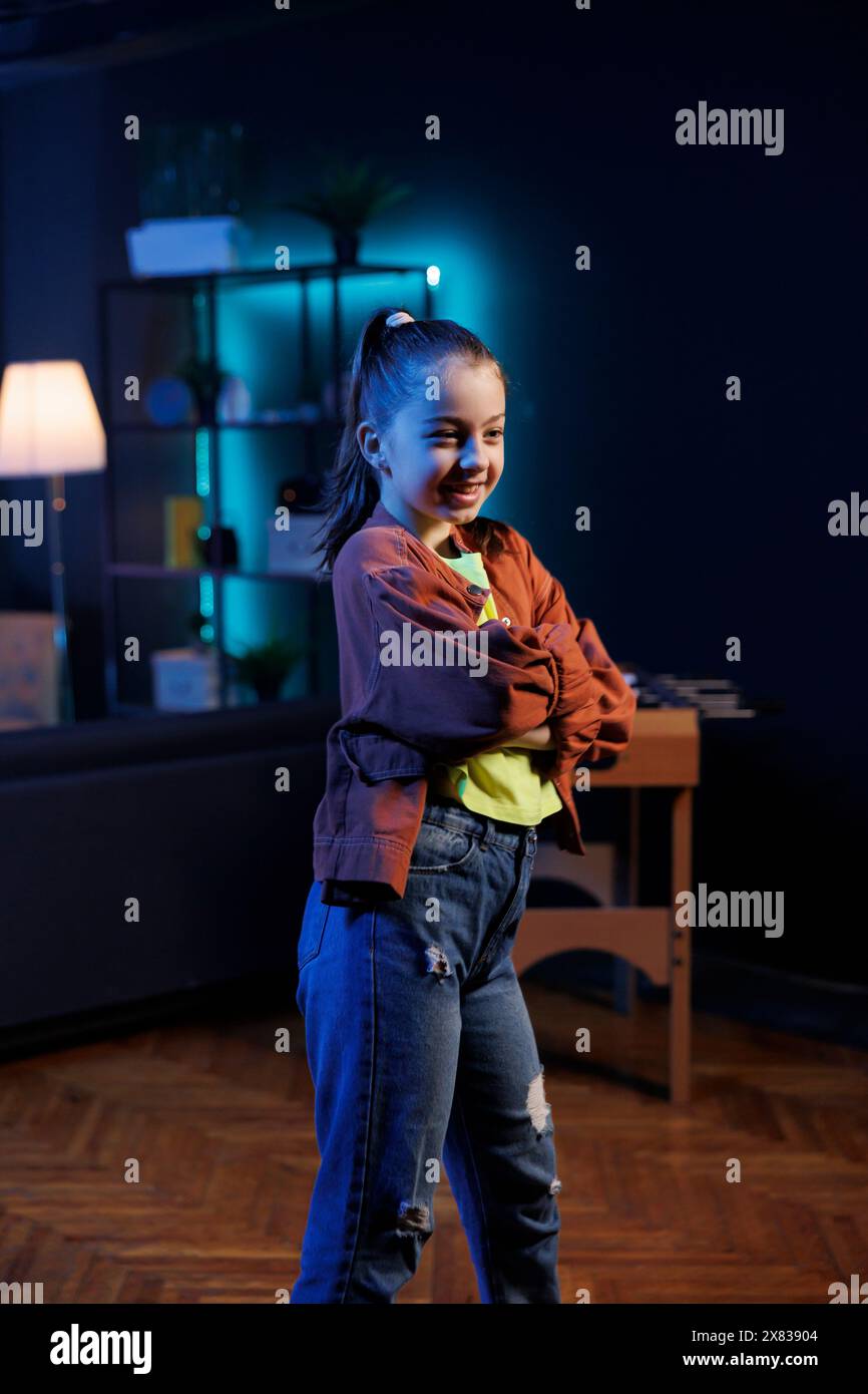 Smiling kid joins viral dance craze, using professional camera to