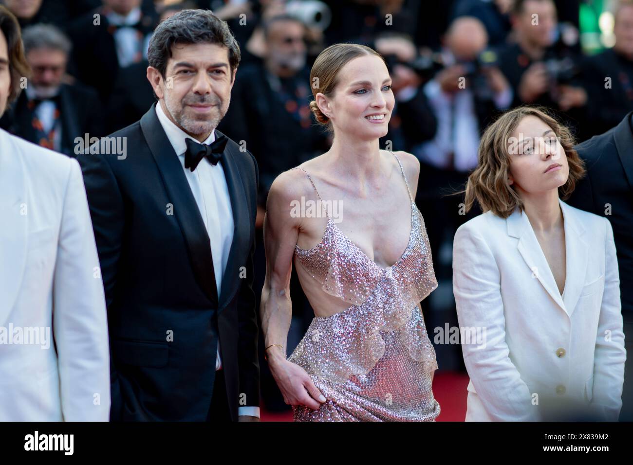 Cannes, France. 22th May, 2024. Pierfrancesco Favino, Adèle Simphal and ...