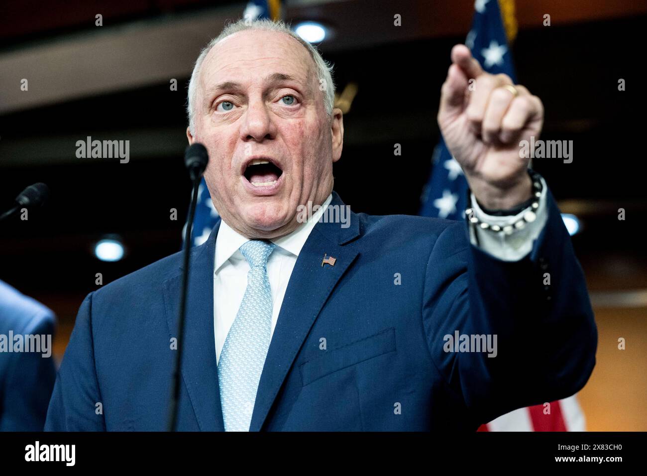 Washington, District Of Columbia, USA. 22nd May, 2024. U.S. Representative STEVE SCALISE (R-LA) speaking at a press conference at the U.S. Capitol. (Credit Image: © Michael Brochstein/ZUMA Press Wire) EDITORIAL USAGE ONLY! Not for Commercial USAGE! Stock Photo