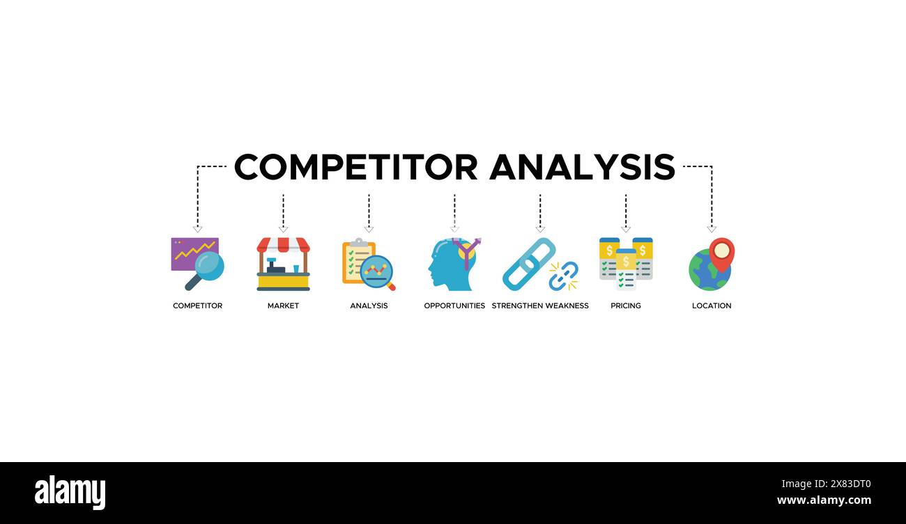 Competitor analysis web icon vector illustration concept Stock Vector