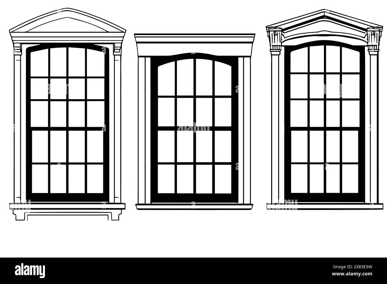 Hand-drawn Window Sketch. Vintage Vector Illustration of an Close Frame. Stock Vector