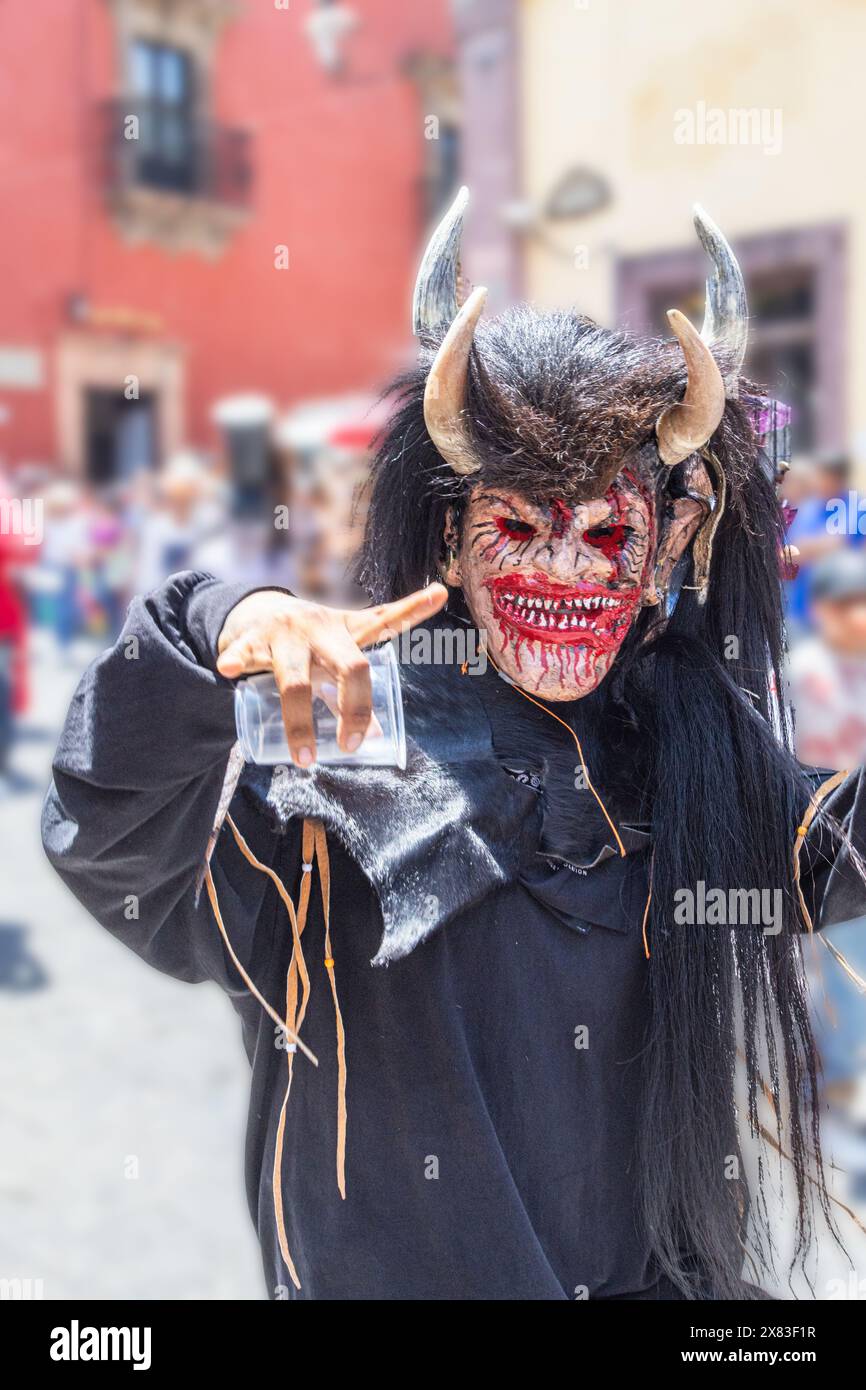 Costumes for the celebration of San Pascual Baylon in San Miguel de Allende in the state of Guanajuato, Mexico. Stock Photo
