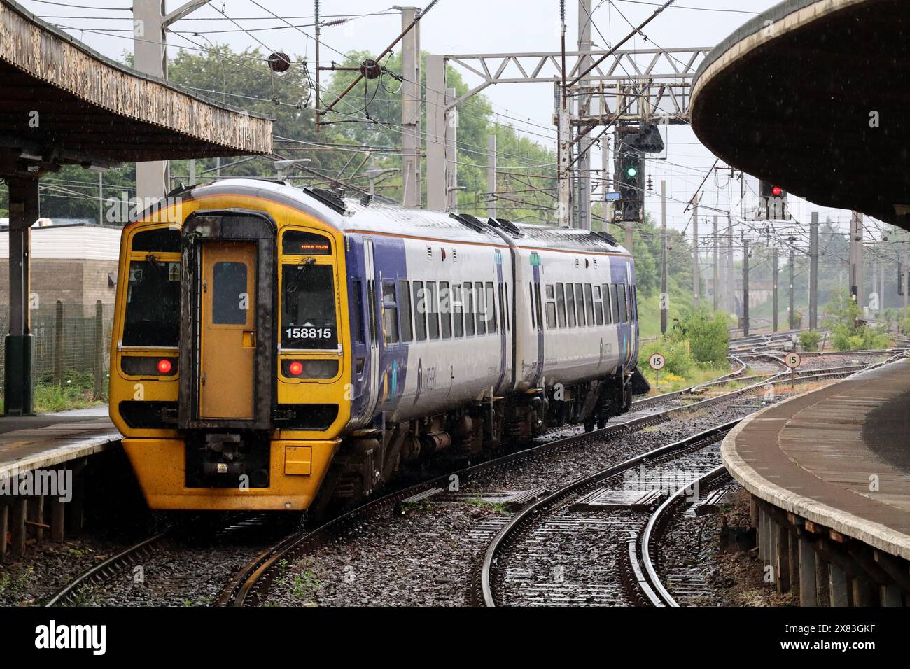 Northern Trains Express Sprinter Diesel Multiple Unit Train Number 158815 Leaving Carnforth