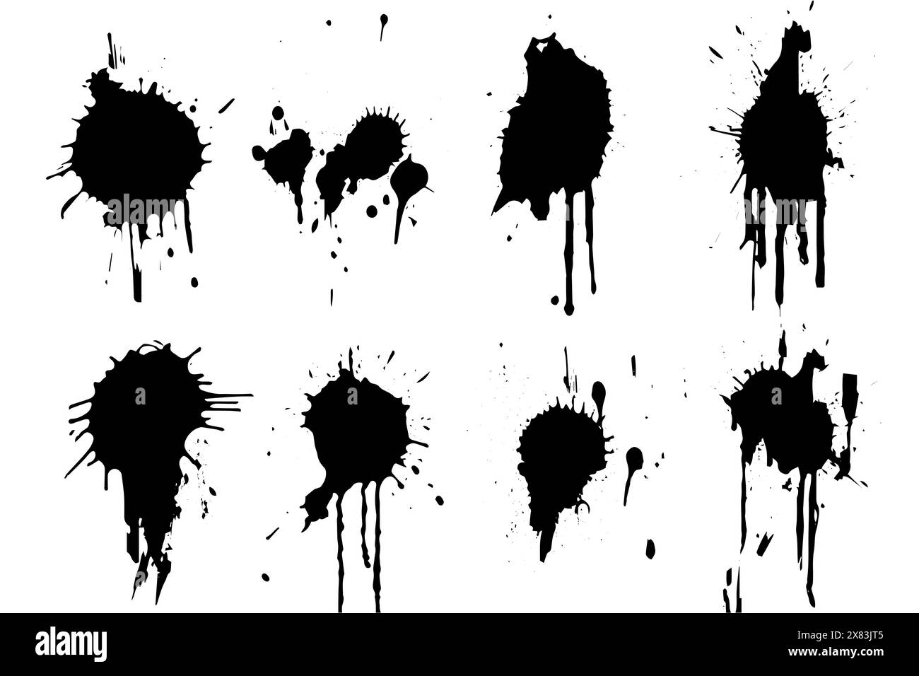 Abstract Ink Splatter Vector Set: Grungy Black and White Texture Stock ...