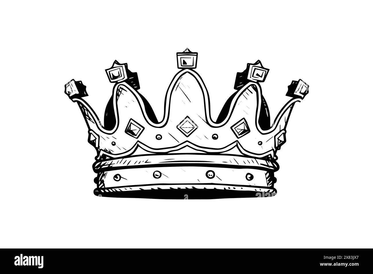 Vintage crown hand drawn ink sketch. Engraved style vector illustration ...
