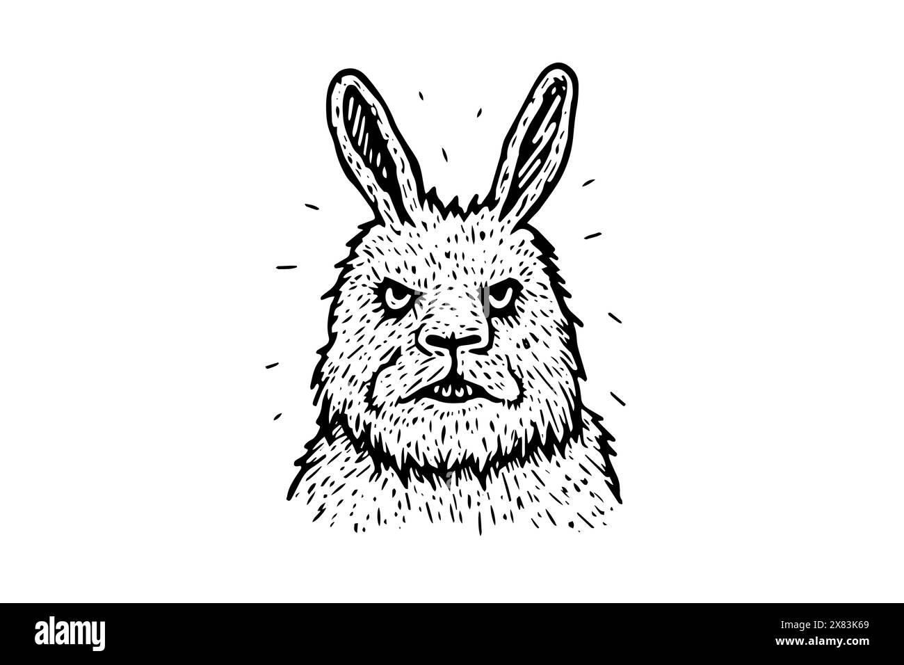 Vintage Bunny Head Vector Sketch: Engraved Rabbit Illustration, Easter Portrait. Stock Vector