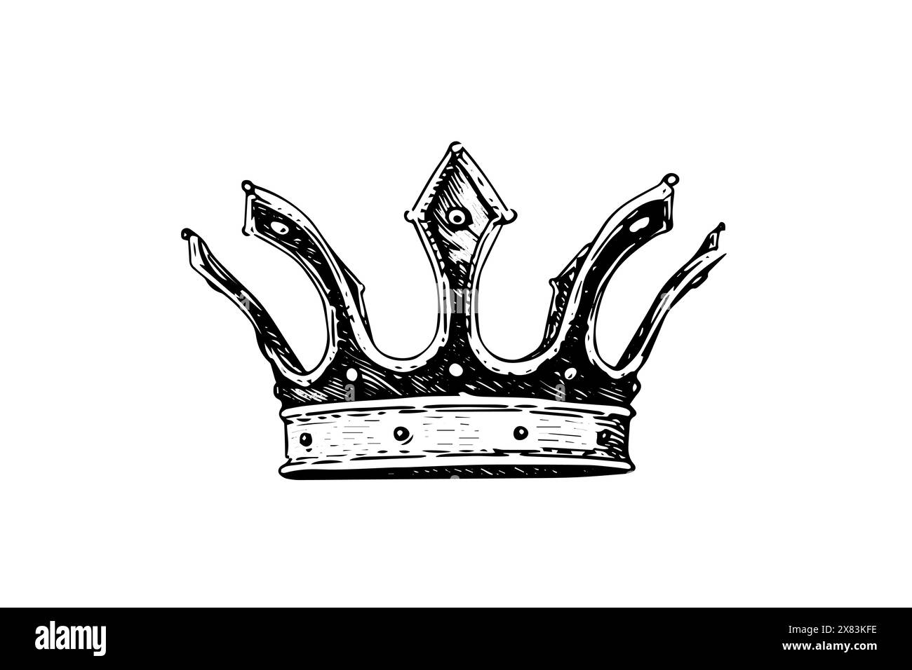 Vintage crown hand drawn ink sketch. Engraved style vector illustration ...