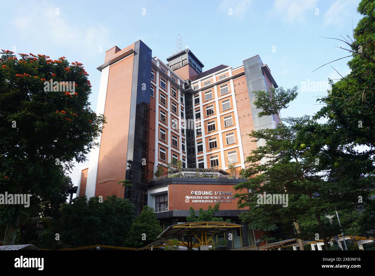 The main building of the economics and business faculty at Brawijaya University Malang in the morning Stock Photo