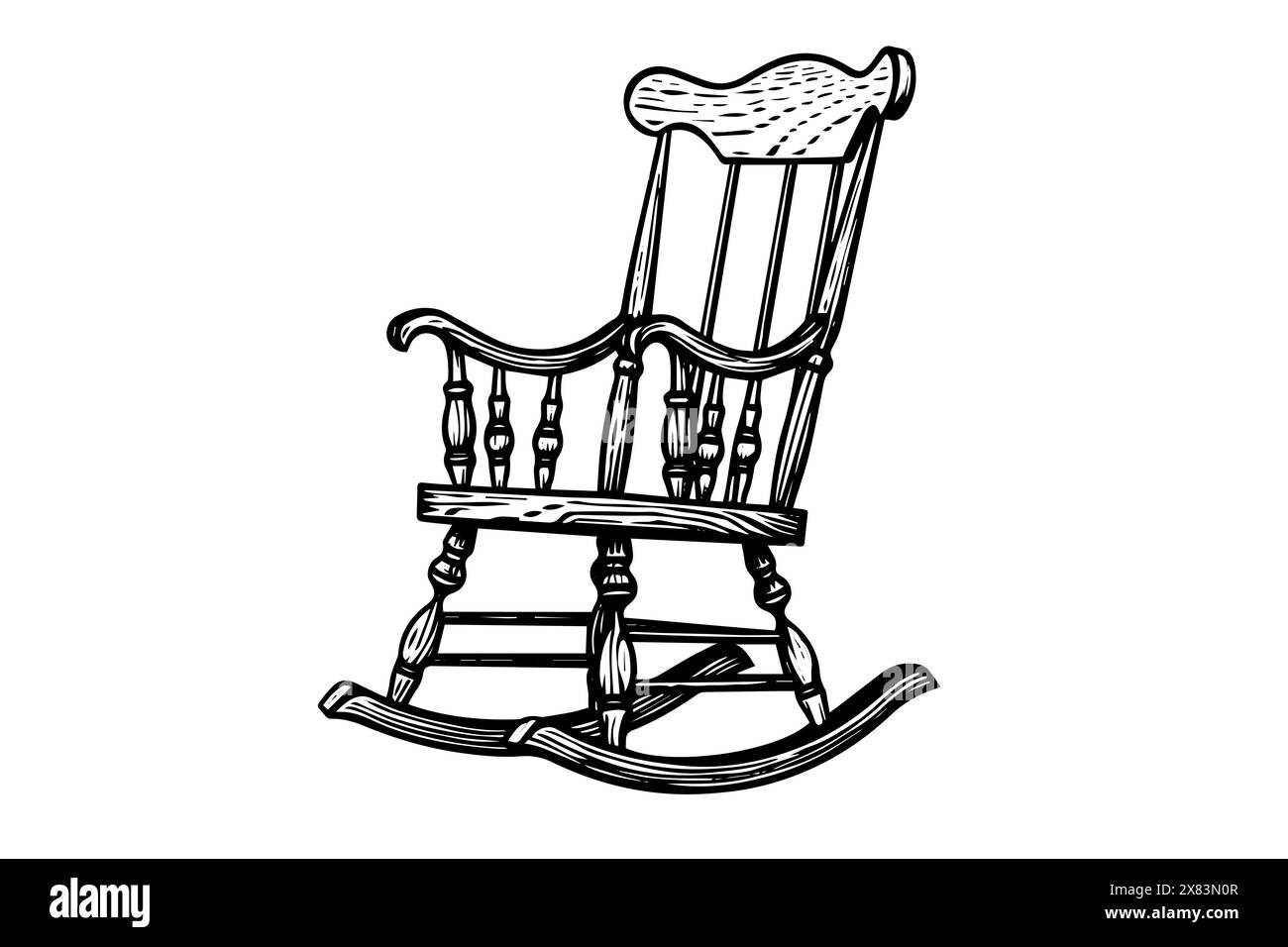 Rocking chair hand drawn ink sketch. Vector engraved illustration. Stock Vector
