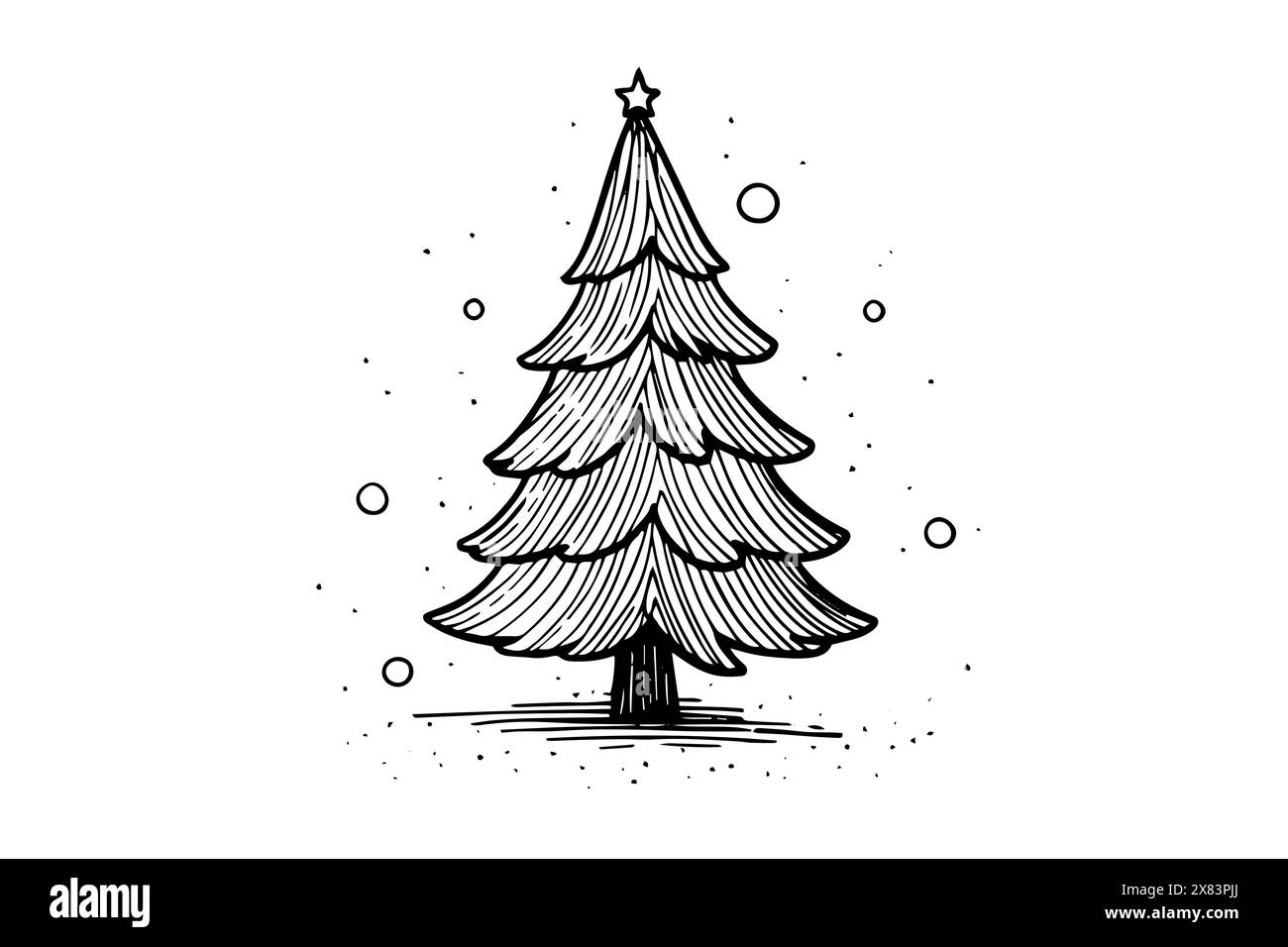 Spruce sketch in engraving style silhouette. Tree pine simple vector illustration. Stock Vector