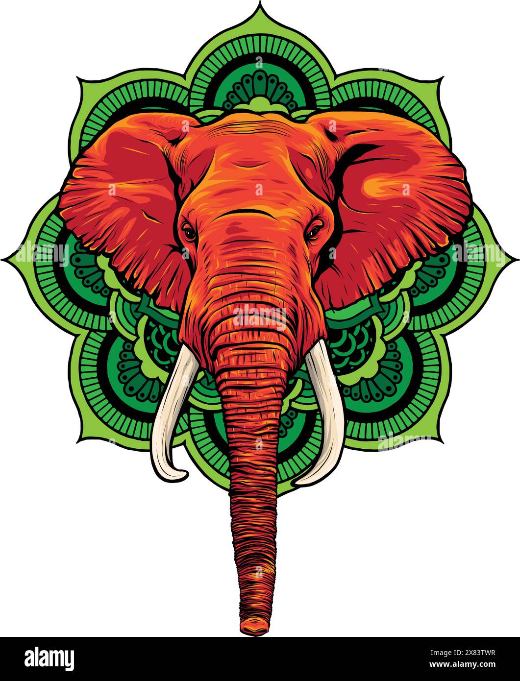 vector illustration of Elephant head digital draw Stock Vector Image ...