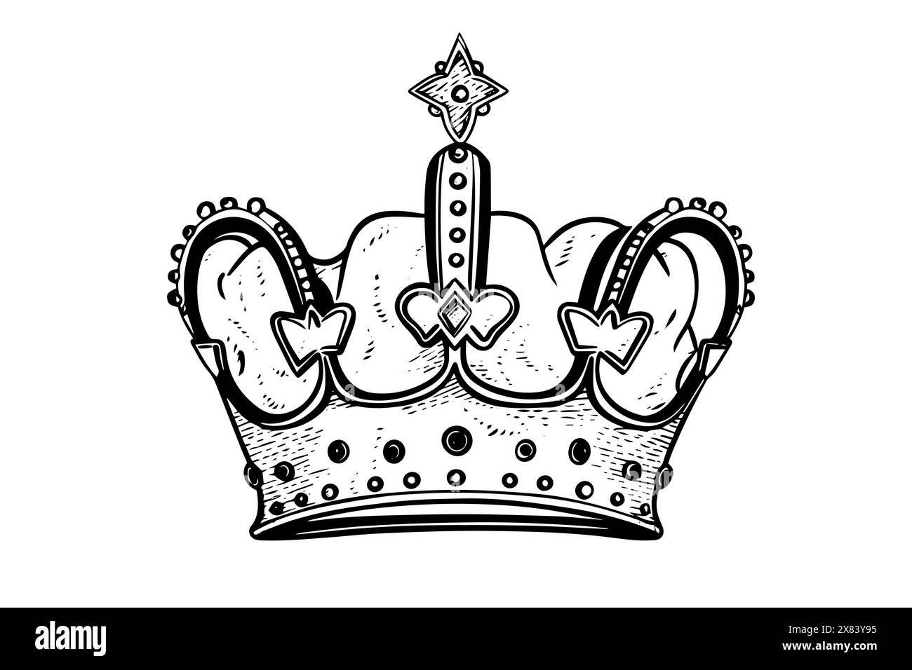 Vintage crown hand drawn ink sketch. Engraved style vector illustration ...