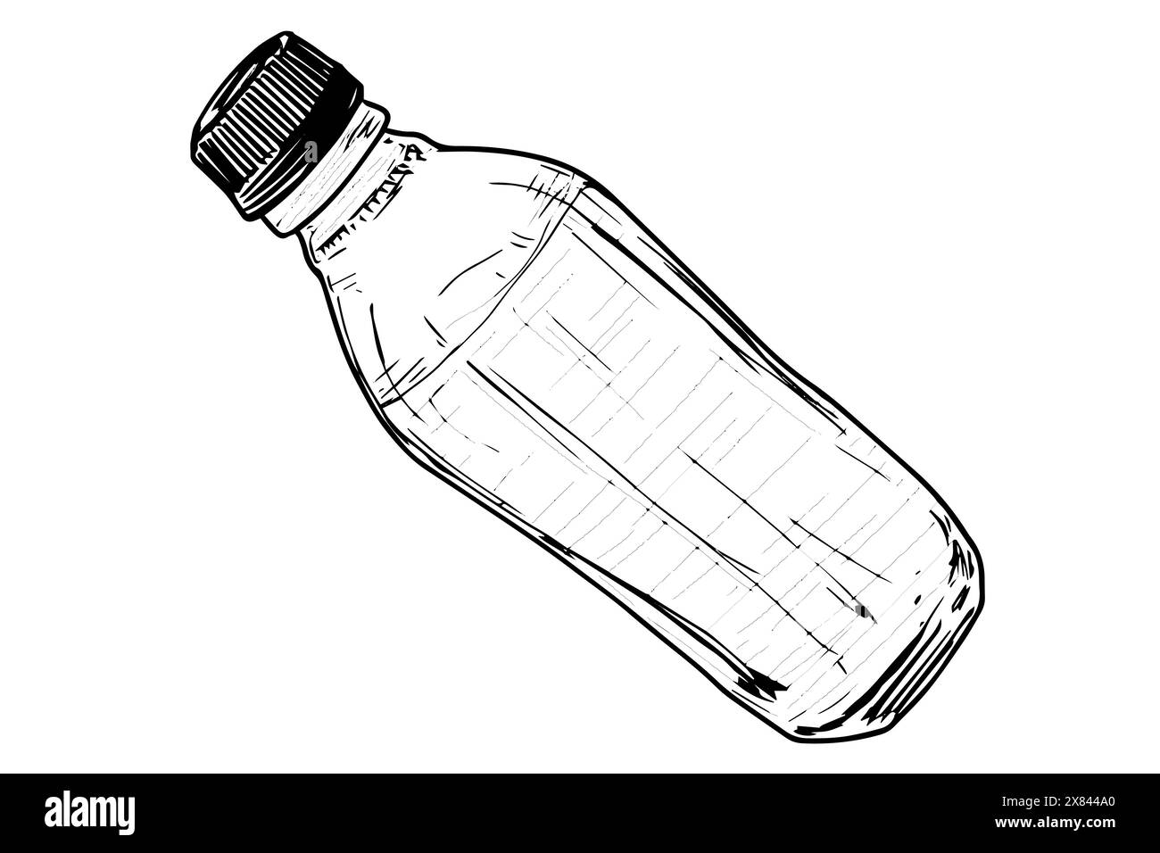 Plastic bottle with mineral water doodle engraved vector illustration. Stock Vector
