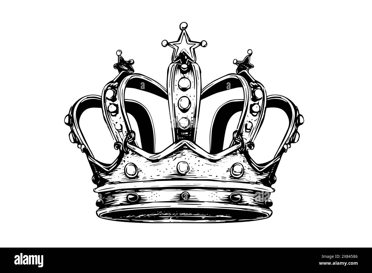 Vintage crown hand drawn ink sketch. Engraved style vector illustration ...