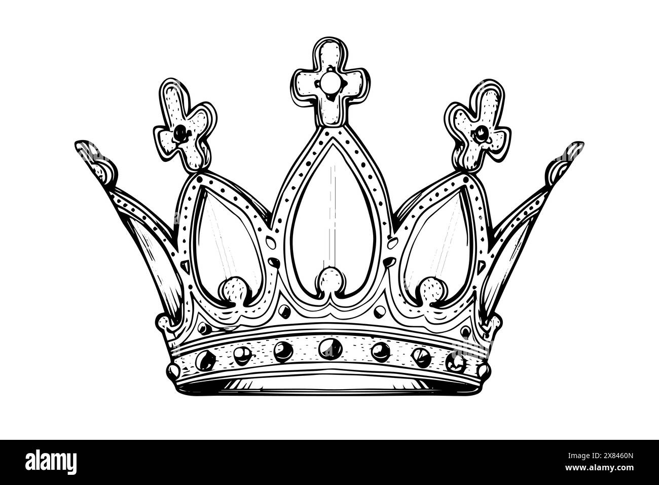 Vintage crown hand drawn ink sketch. Engraved style vector illustration ...