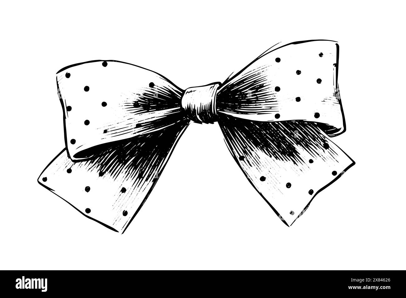 Ribbon bow, doodle bowtie.Doodle gift element vintage vector sketch ...