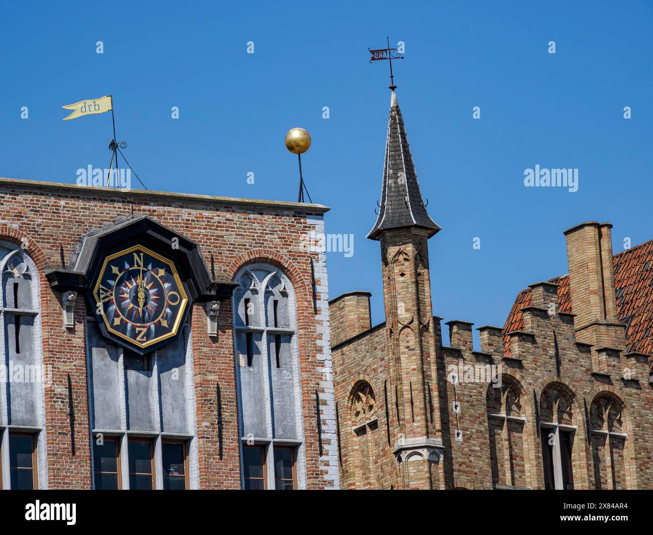 Building Features Historic Historic buildings with a clock tower, gothic features and a clear sky ...