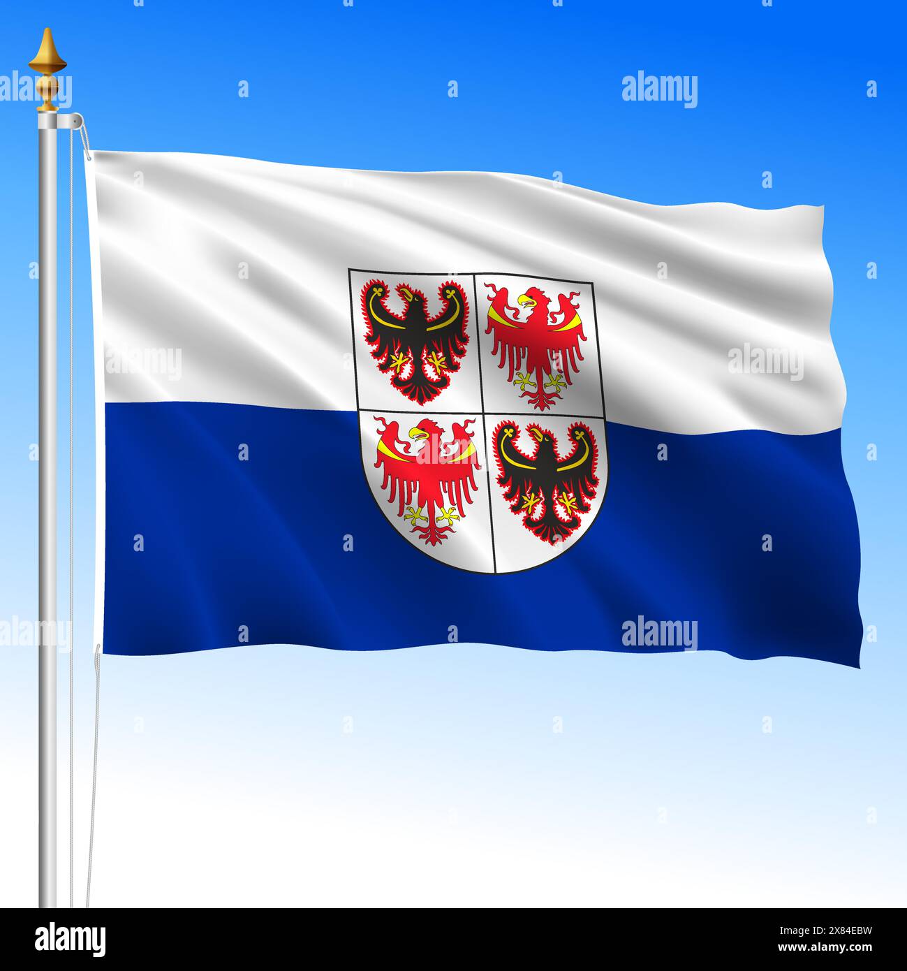 Trentino Alto-Adige, waving flag of the region, Italian Republic, vector illustration Stock Vector