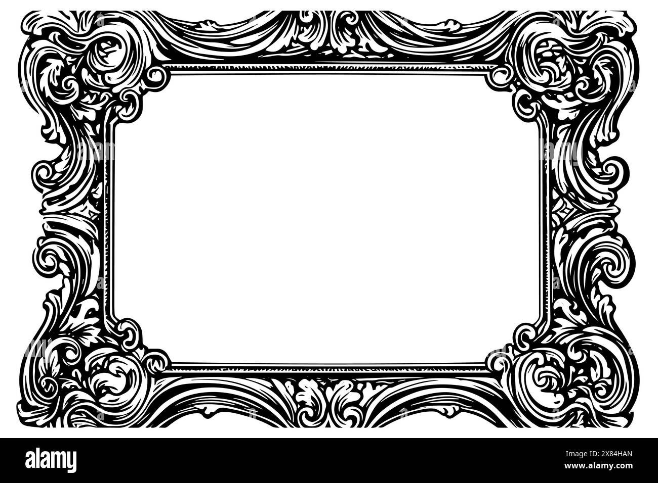 Royal vintage mirror engraved for decorative design. Hand drawn vector. Stock Vector