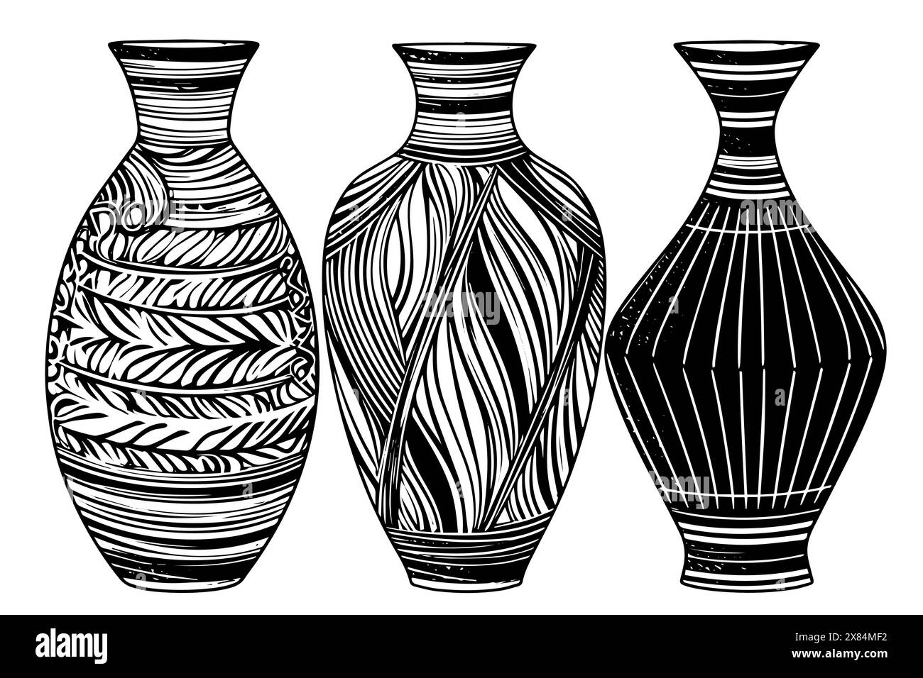 Set of ancient vase hand drawn ink sketch. Engraved style vector ...