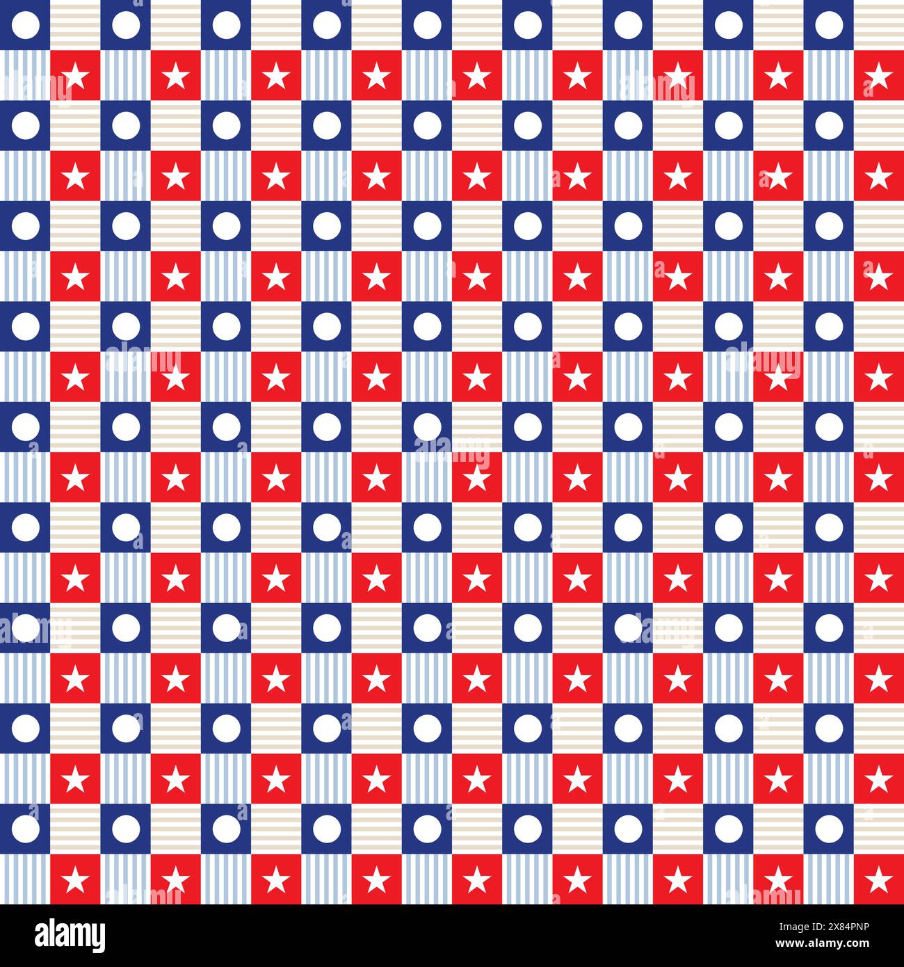 Gingham Star and Circle Seamless Pattern. geometric pattern vector Stock Vector