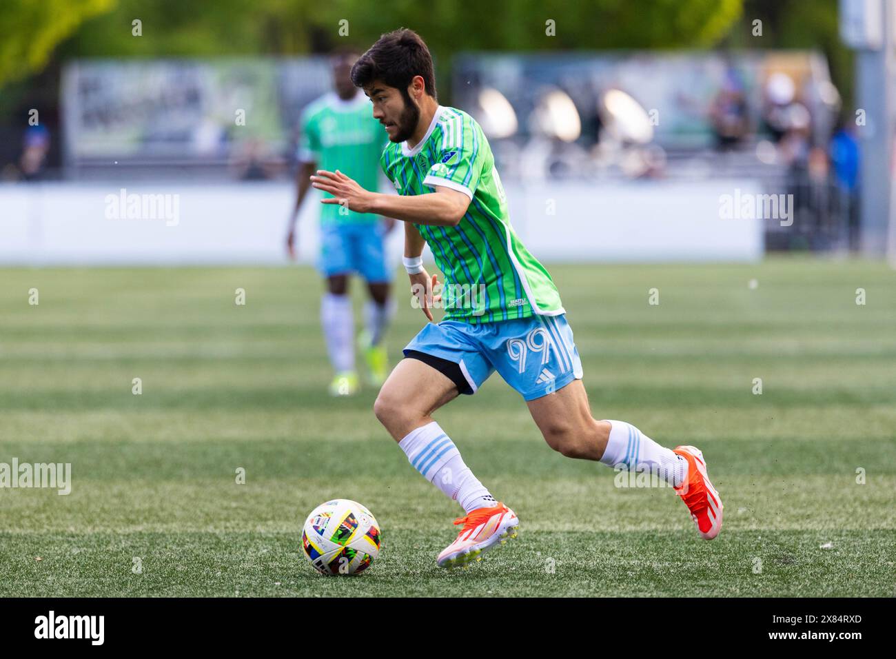 Seattle, Washington, USA. 22nd May, 2024. Seattle Sounders player DYLAN TEVES #99 takes the ball across the field in the 1st half of the US Open Cup game, Seattle Sounders vs Phoenix Rising, with the Sounders advancing to the quarterfinals, scoring 2-1. (Credit Image: © Melissa Levin/ZUMA Press Wire) EDITORIAL USAGE ONLY! Not for Commercial USAGE! Stock Photo