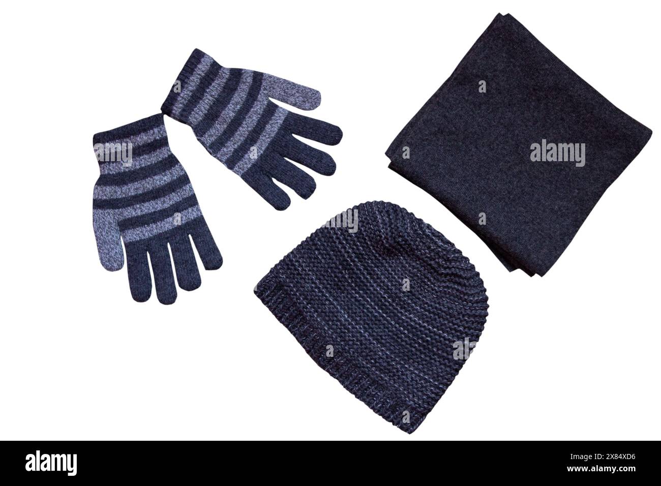 children's winter clothes on a white background Stock Photo
