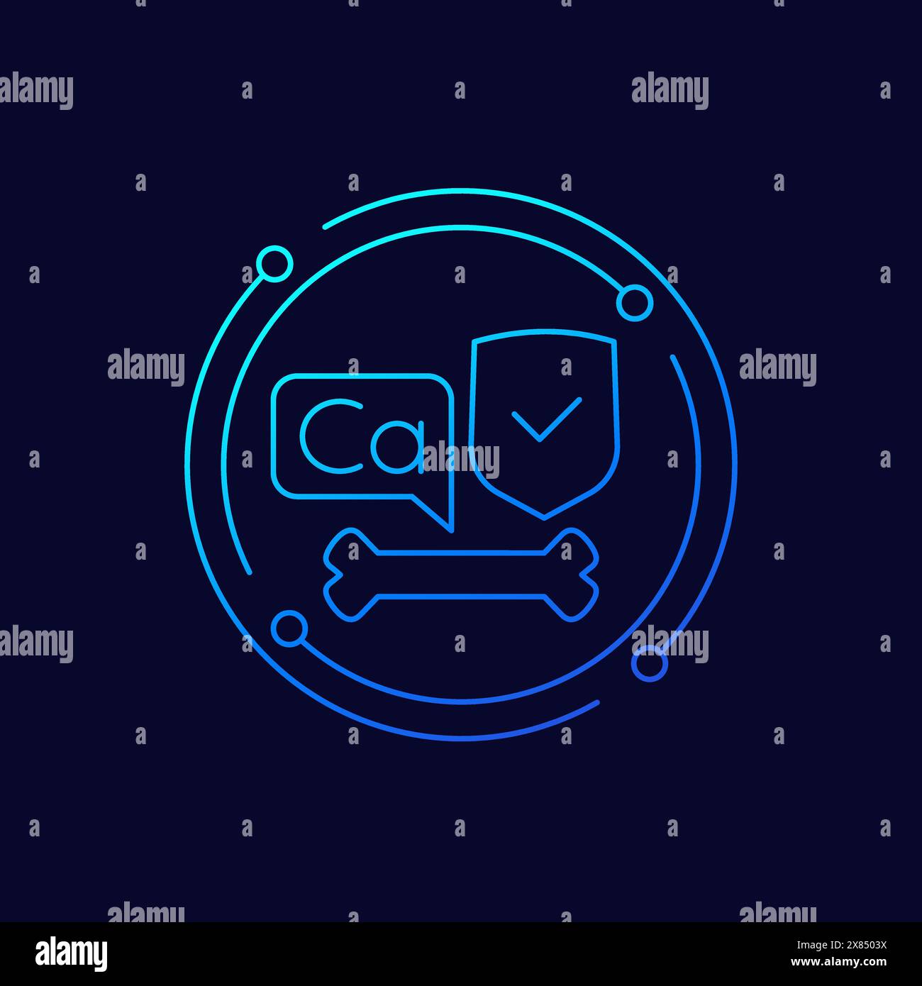 Calcium for bones icon with a shield, line vector Stock Vector Image ...