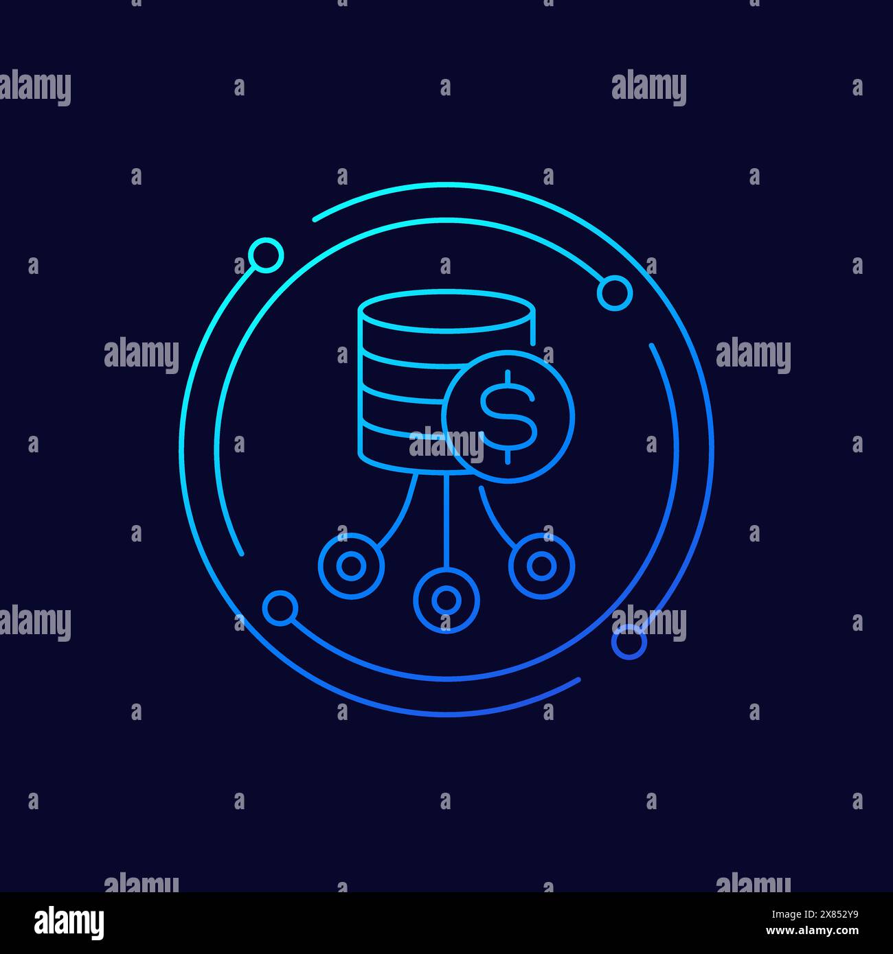 data storage costs icon, linear design Stock Vector