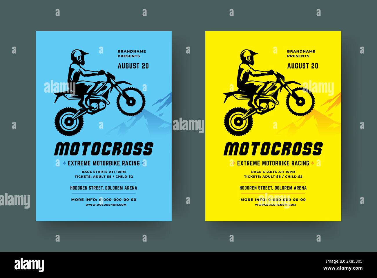 Motocross poster or flyer event modern typography design template and